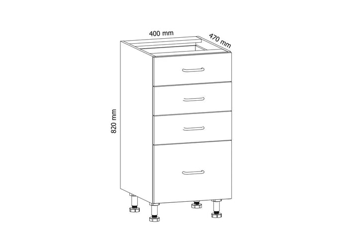 Unterschrank 40 cm - Aspen D40S4 Weiß/Hochglanz - Hi Markt GmbH