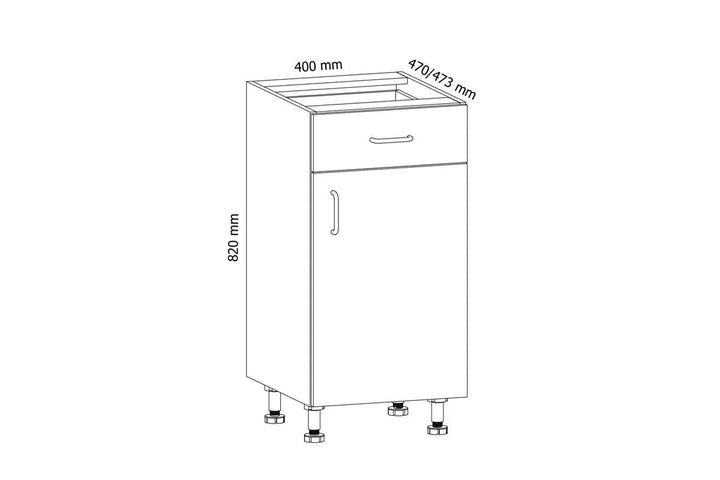 Unterschrank 40 cm - Aspen D40S1-P/L Grau/Hochglanz - Hi Markt GmbH