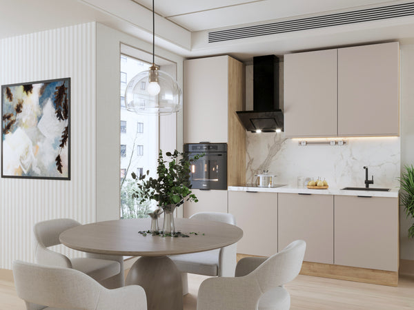 Küchenzeile 240 cm Livaro – KU-S23 – Beige / Sonoma Eiche Ohne Arbeitsplatte & Elektrogeräte