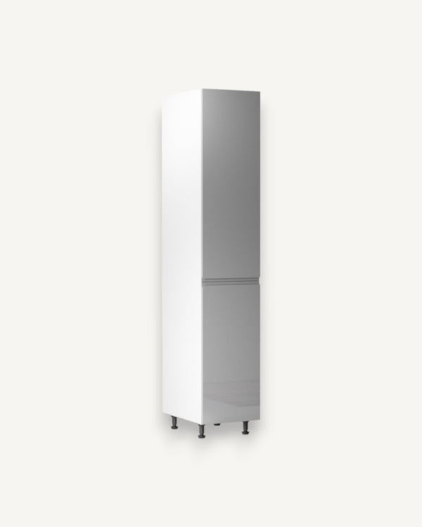 Hochschrank 40 cm Glanzia – D40SP – Grau / Hochglanz – Moderner Küchenschrank