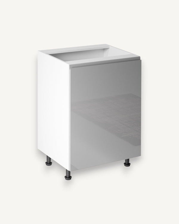 Unterschrank 60 cm Glanzia – D60 – Grau / Hochglanz – Moderner Küchenschrank