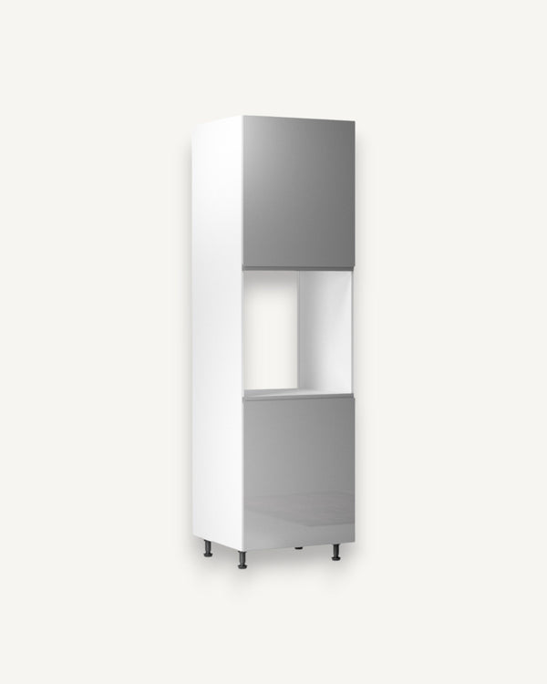 Umbauschrank 60 cm Glanzia – D60P – Grau / Hochglanz – Moderner Küchenschrank