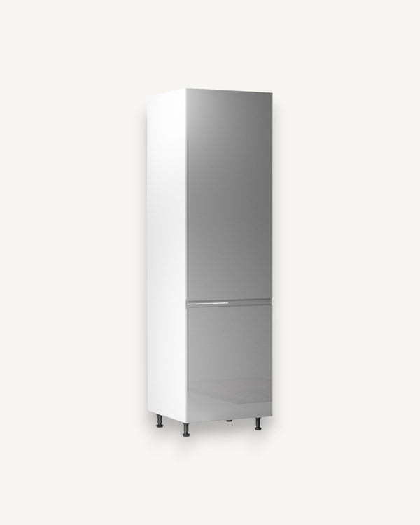 Kühlumbauschrank 60 cm Glanzia – D60ZL – Grau / Hochglanz – Moderner Küchenschrank