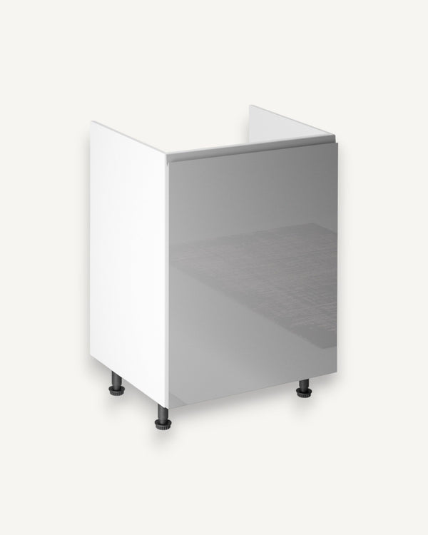Spülenschrank 60 cm Glanzia – D60Z – Grau / Hochglanz – Moderner Küchenschrank