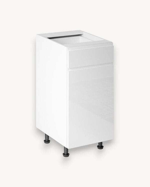 Unterschrank 40 cm Glanzia – D40S – Weiß / Hochglanz – Moderner Küchenschrank