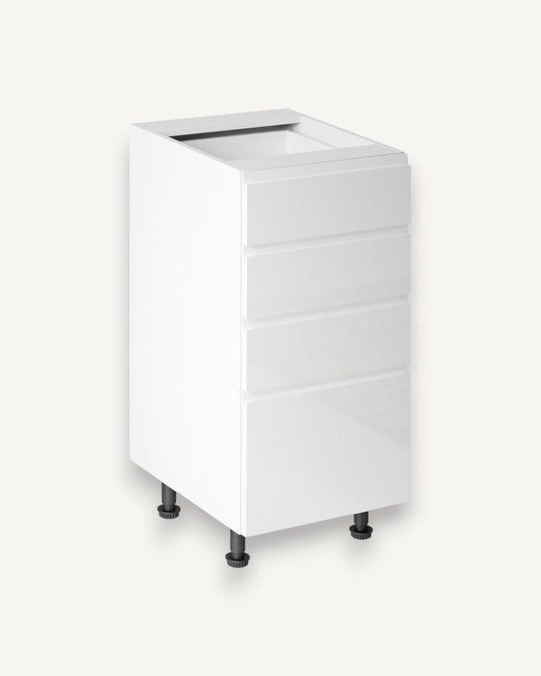 Unterschrank 40 cm Glanzia – D40S – Weiß / Hochglanz – Moderner Küchenschrank