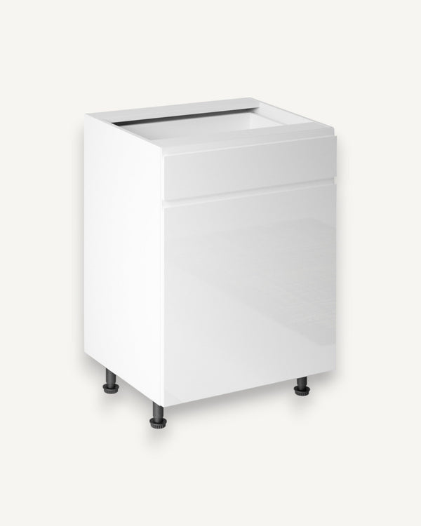 Unterschrank 60 cm Glanzia – D60S – Weiß / Hochglanz – Moderner Küchenschrank
