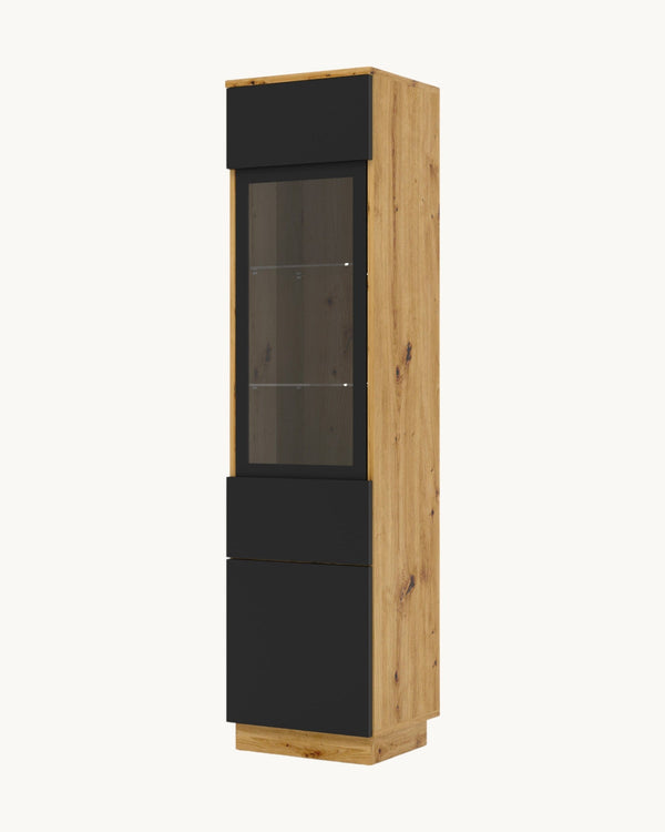 AURA Vitrine 1DS 150 Artisan Eiche / SCHWARZ MATT