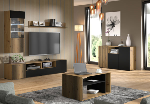 AURIS Wohnzimmer - Set – 4 Teile – Modernes Möbelset in Holzoptik