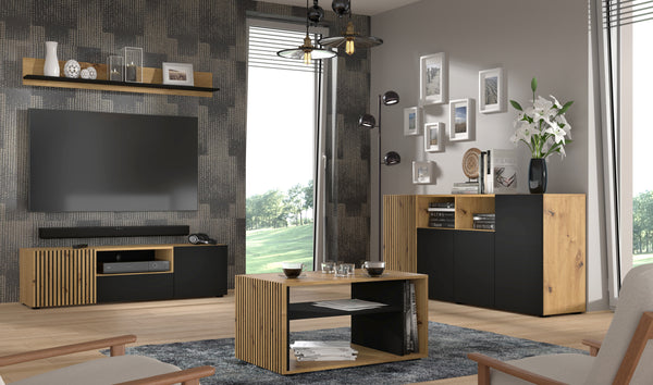 AURIS I Wohnzimmer-Set – 3 Teile – Moderne Möbel im Holzoptik-Design