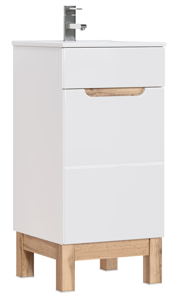 BALI Bad-Unterschrank – Schmaler Badezimmerschrank mit Hochglanz-Front