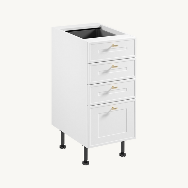 Unterschrank D40S4 AX - Livaro Weiß / Weiß Rahmen