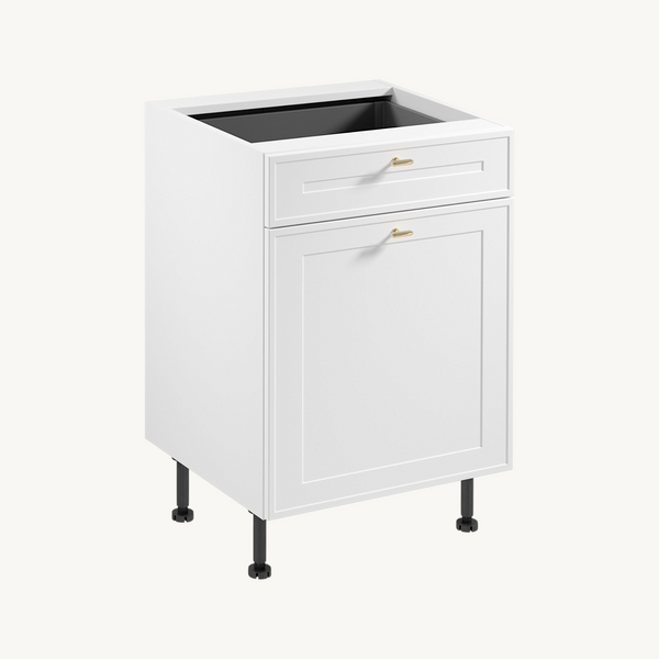 Unterschrank D60S1 P/L AX - Livaro Weiß / Weiß Rahmen