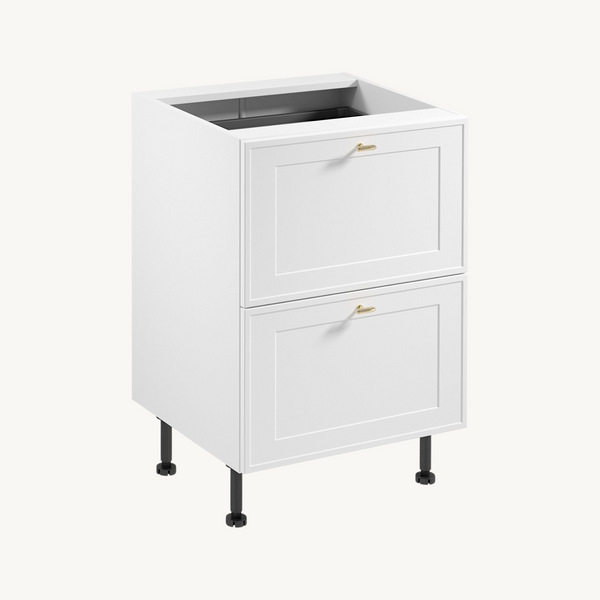 Unterschrank D60S2+1 AX - Livaro Weiß / Weiß Rahmen