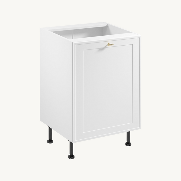 Unterschrank D60ZS AX – Livaro Weiß / Weiß Rahmen mit Mülltrennsystem