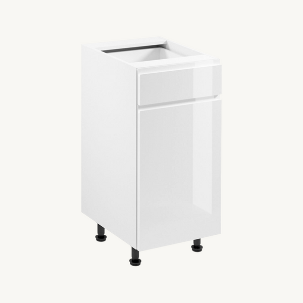 Unterschrank 40 cm Glanzia – D40S1 P/L – Weiß / Hochglanz – Moderner Küchenschrank