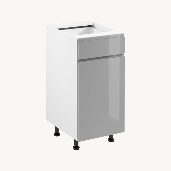 Unterschrank 40 cm Glanzia – D40S1 P/L – Grau / Hochglanz – Moderner Küchenschrank