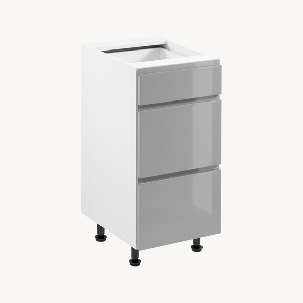 Unterschrank 40 cm Glanzia – D40S3 – Grau / Hochglanz – Moderner Küchenschrank