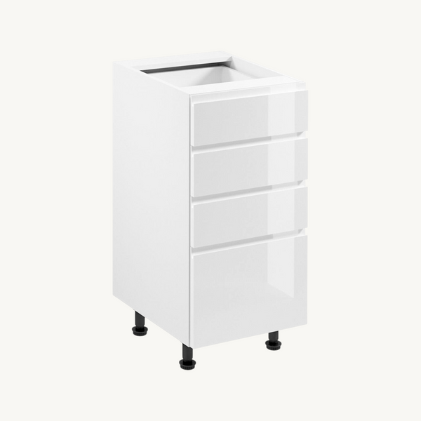 Unterschrank 40 cm Glanzia – D40S – Weiß / Hochglanz – Moderner Küchenschrank
