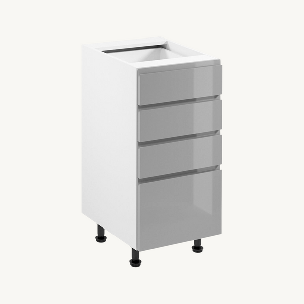Unterschrank 40 cm Glanzia – D40S4 – Grau / Hochglanz – Moderner Küchenschrank