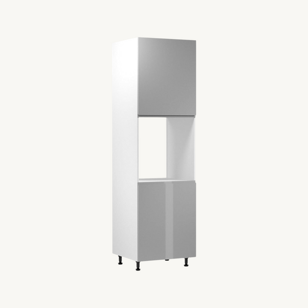 Hochschrank mit Ofengehäuse 60 cm Glanzia – D60P P/L – Grau / Hochglanz – Moderner Küchenschrank