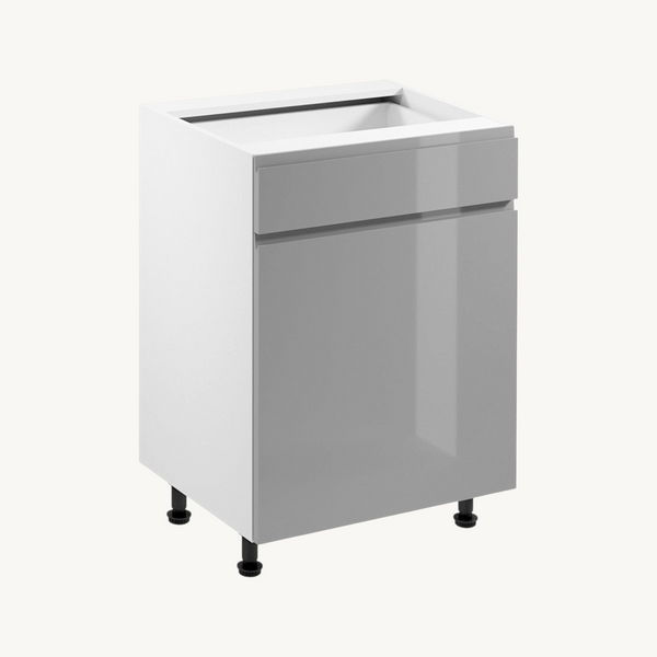 Unterschrank 60 cm Glanzia – D60S1 – Grau / Hochglanz – Moderner Küchenschrank