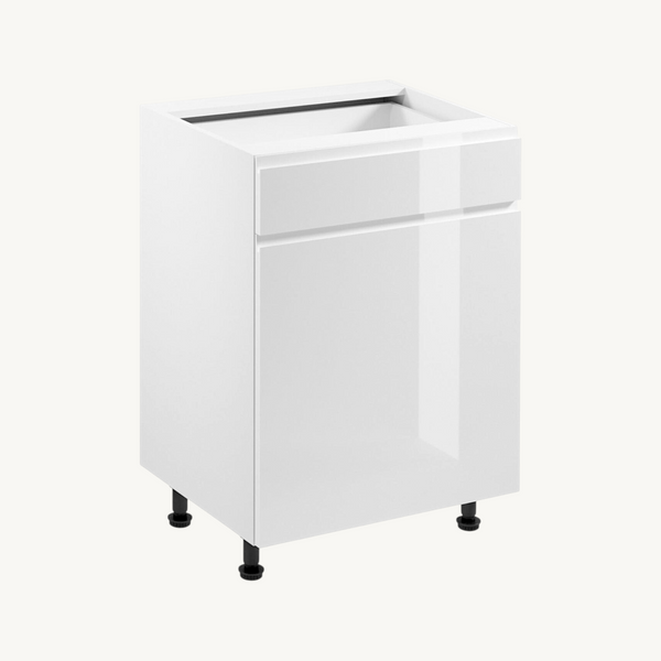 Unterschrank 60 cm Glanzia – D60S1 P/L – Weiß / Hochglanz – Moderner Küchenschrank