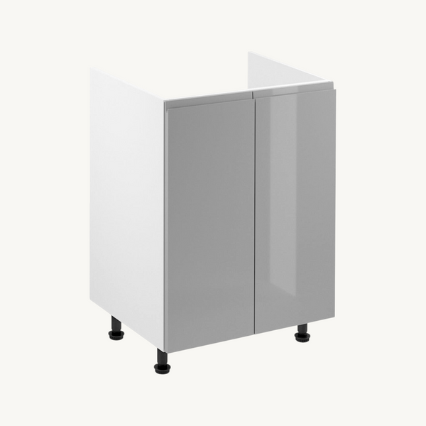 Spülenschrank 60 cm Glanzia – D60Z – Grau / Hochglanz – Moderner Küchenschrank