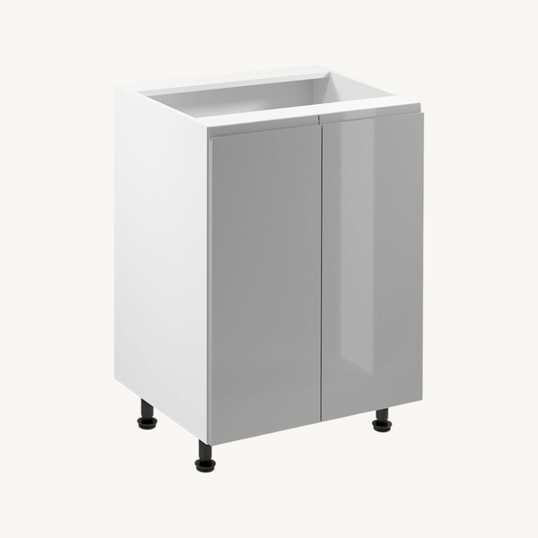 Unterschrank 60 cm Glanzia – D60 – Grau / Hochglanz – Moderner Küchenschrank