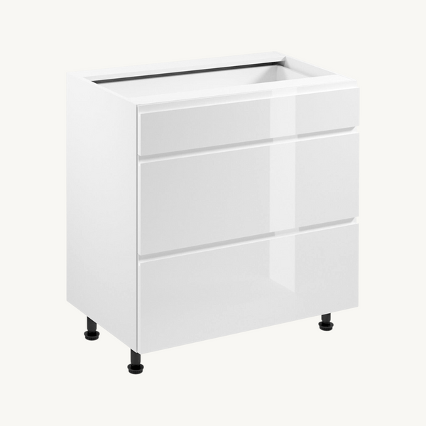 Unterschrank 80 cm Glanzia – D80S3 – Weiß / Hochglanz – Moderner Küchenschrank