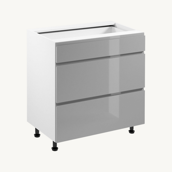 Unterschrank 80 cm Glanzia – D80S3 – Grau / Hochglanz – Moderner Küchenschrank