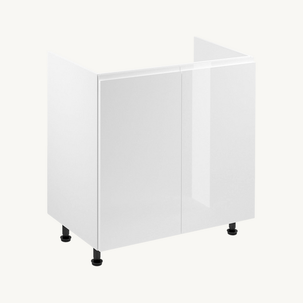 Spülschrank 80 cm Glanzia – D80Z – Weiß / Hochglanz – Moderner Küchenschrank
