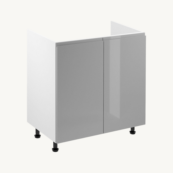 Spülenschrank 80 cm Glanzia – D80Z – Grau / Hochglanz – Moderner Küchenschrank