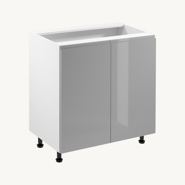 Unterschrank 80 cm Glanzia – D80 – Grau / Hochglanz – Moderner Küchenschrank