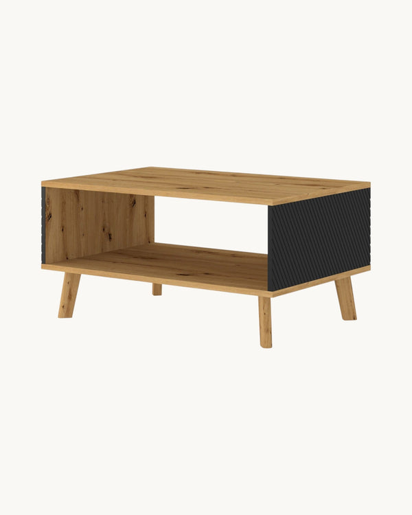 LUXI Couchtisch – 90 cm – Moderner Wohnzimmertisch im Loft-Stil mit Holzoptik
