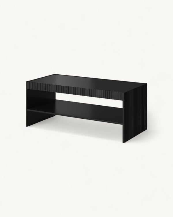 PAFOS I Couchtisch – 120 cm – Schwarz – Moderner Wohnzimmertisch mit Fräsung