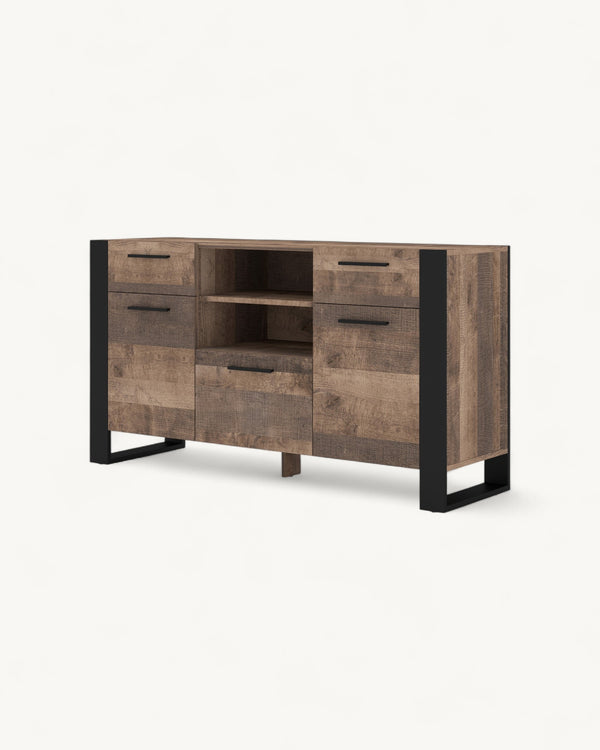 NUKA Kommode – 155 cm – Moderne Anrichte mit Stauraum und offenen Fächern