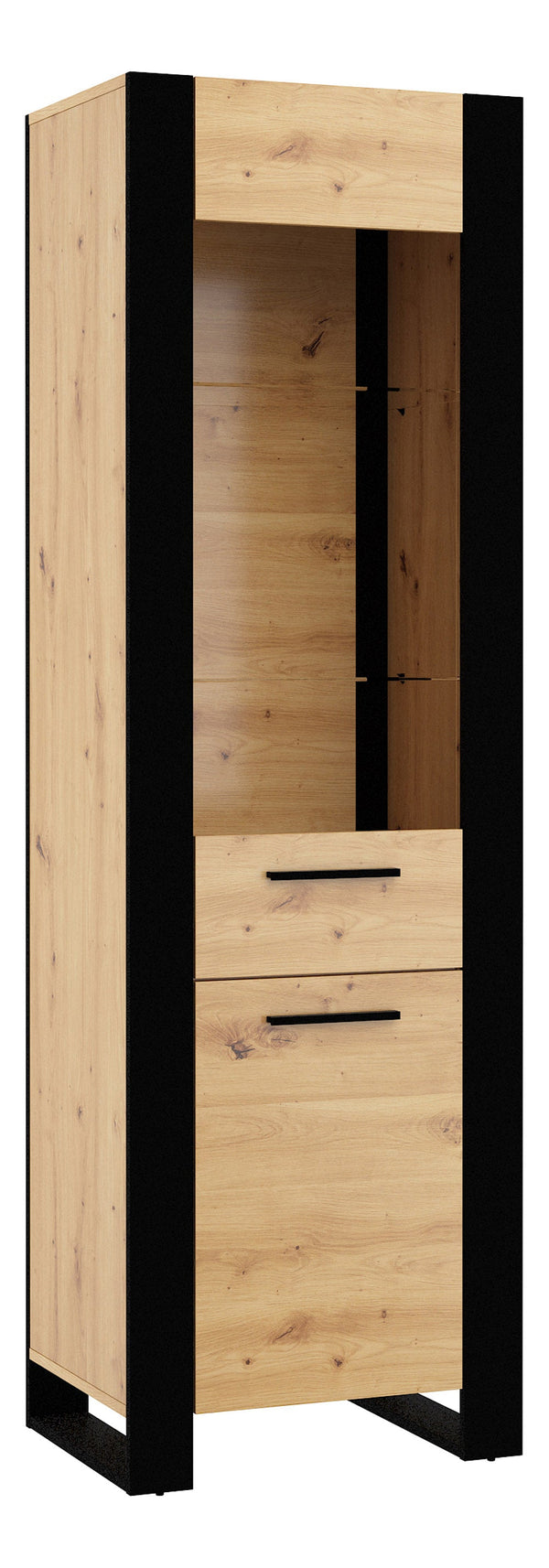 NUKA E Vitrine – 188 cm – Moderner Hochschrank mit Holzoptik