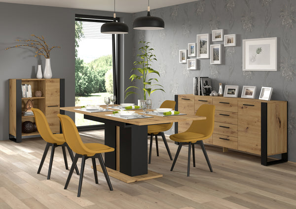 NUKA Esszimmer-Set – 3 Teile – Moderner Esszimmermöbel Set mit Artisan Eiche Holzoptik