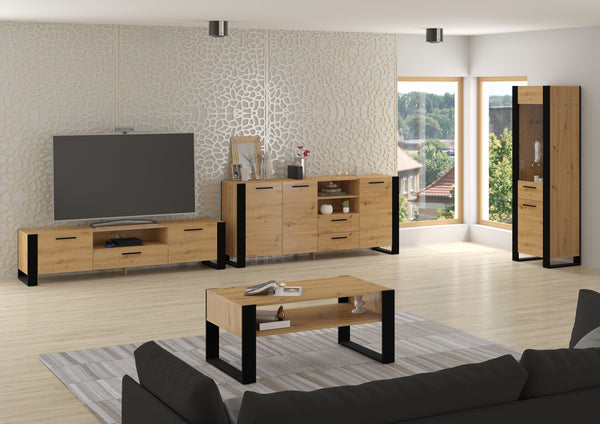 NUKA Wohnzimmer - Set – 4 Teile – Modernes Wohnmöbel-Set in Holzoptik