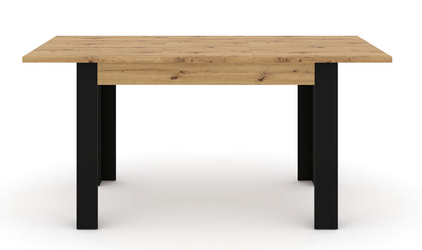 NUKA Esstisch H 120–160 cm – Artisan Eiche mit schwarzem Gestell