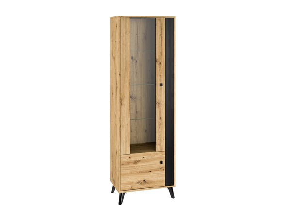 ELIZABETH 02-03 Vitrine Moderne Standvitrine mit Holzoptik