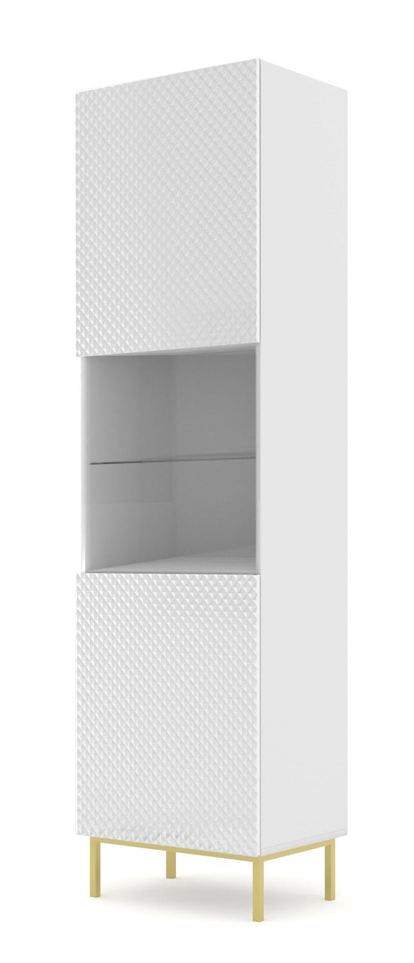 RAVENNA C Diamond Vitrine – 60 cm – Glasvitrine mit Hochglanzfront und Metallrahmen