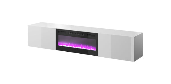 SLIDE K TV Lowboard – 200 cm – Hängender Fernsehschrank mit Kamin und Hochglanzfront