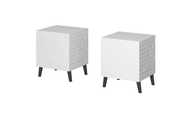 NOVA I Nachttisch – 44 cm – Modernes 2er-Set mit gefräster Front