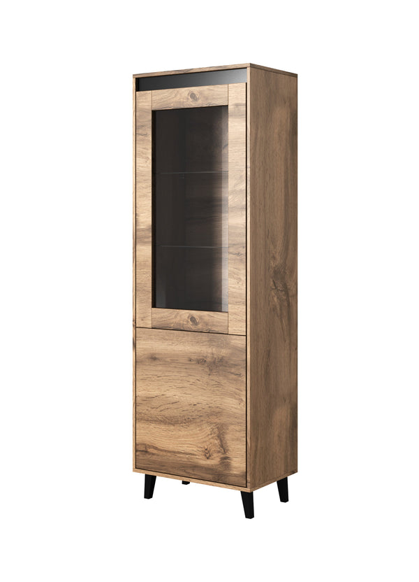 NORD I Vitrine – 60 cm – Modernes Standregal mit Holzoptik