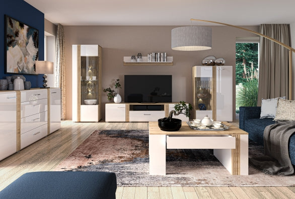 ADAGIO Wohnzimmerset – 7 Teile – Modernes Wohnzimmer mit Hochglanz Front