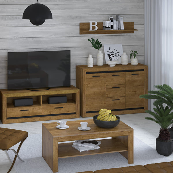 BALTICA Wohnzimmer-Set – 4 Teile – Modernes Möbelset in Holzoptik