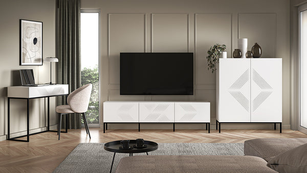 CLEARING Wohnzimmer Set – 3 Teile – Moderner Stauraum mit MDF Front