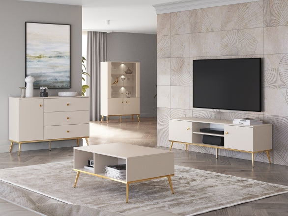 Selgin Wohnzimmer – Set – 5 Teile – Funktionales Wohnzimmermöbel in Holzoptik